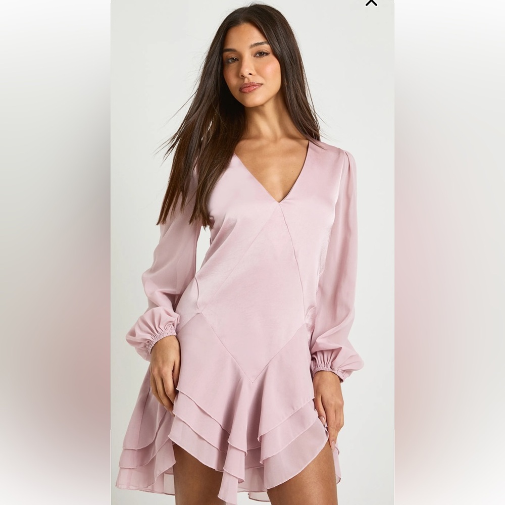 Boohoo Pink V-Neck Dress